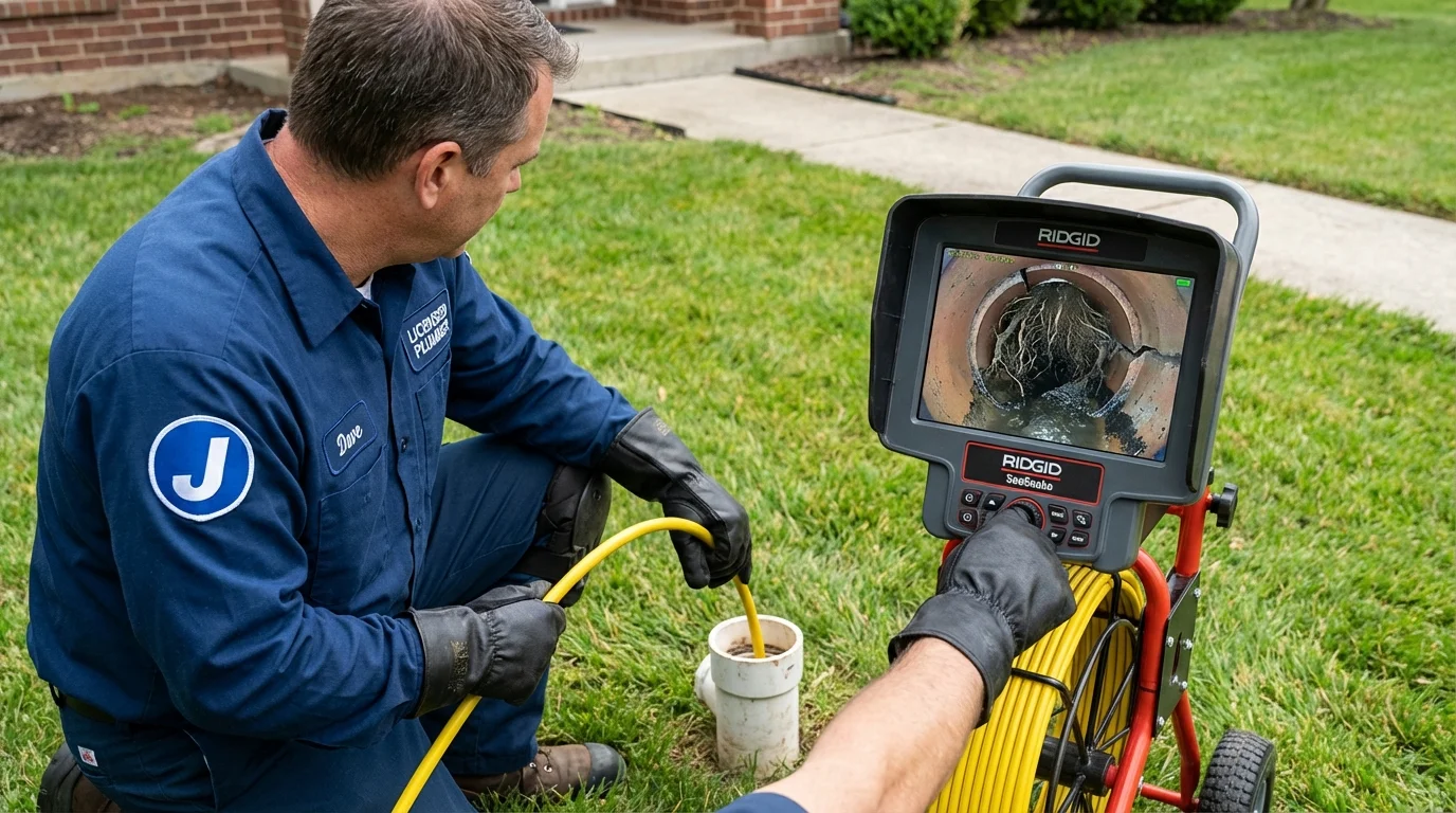 Sewer camera inspection being performed by Johns Plumbing LLC in Boonville